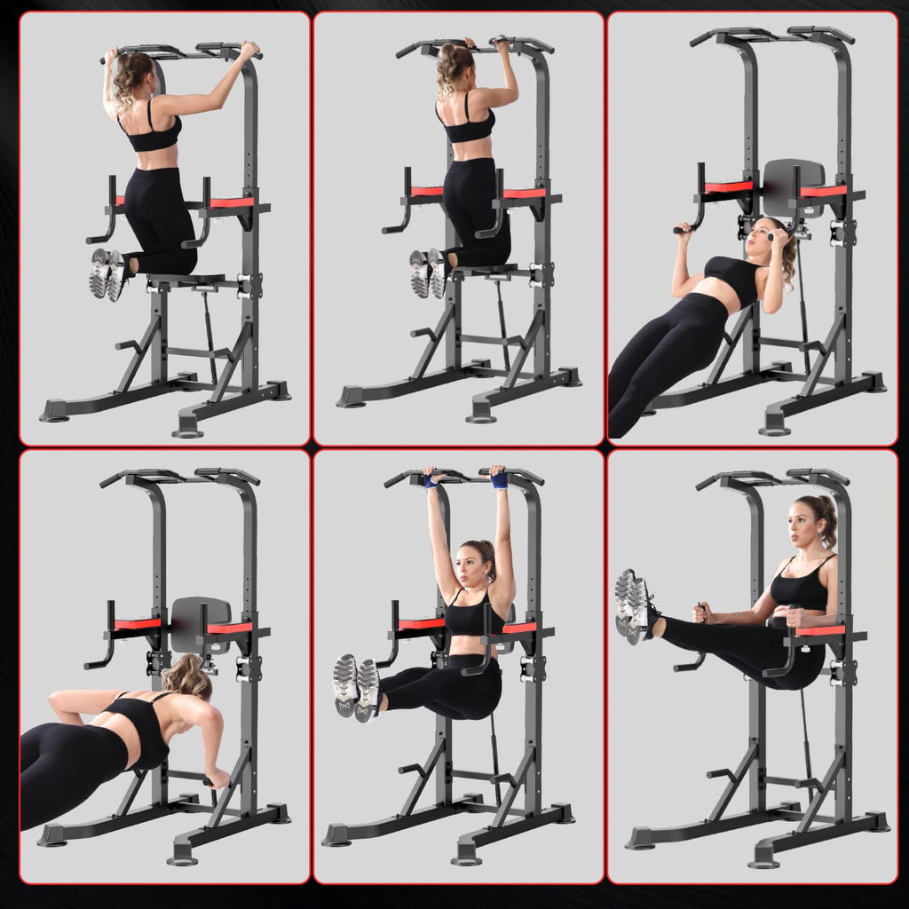 K KiNGKANG Power Tower Dip Station, Multi-Function Assistive Trainer Pull Up for Home Gym Muscle Building and Beginner Exercises,Load 450LBS