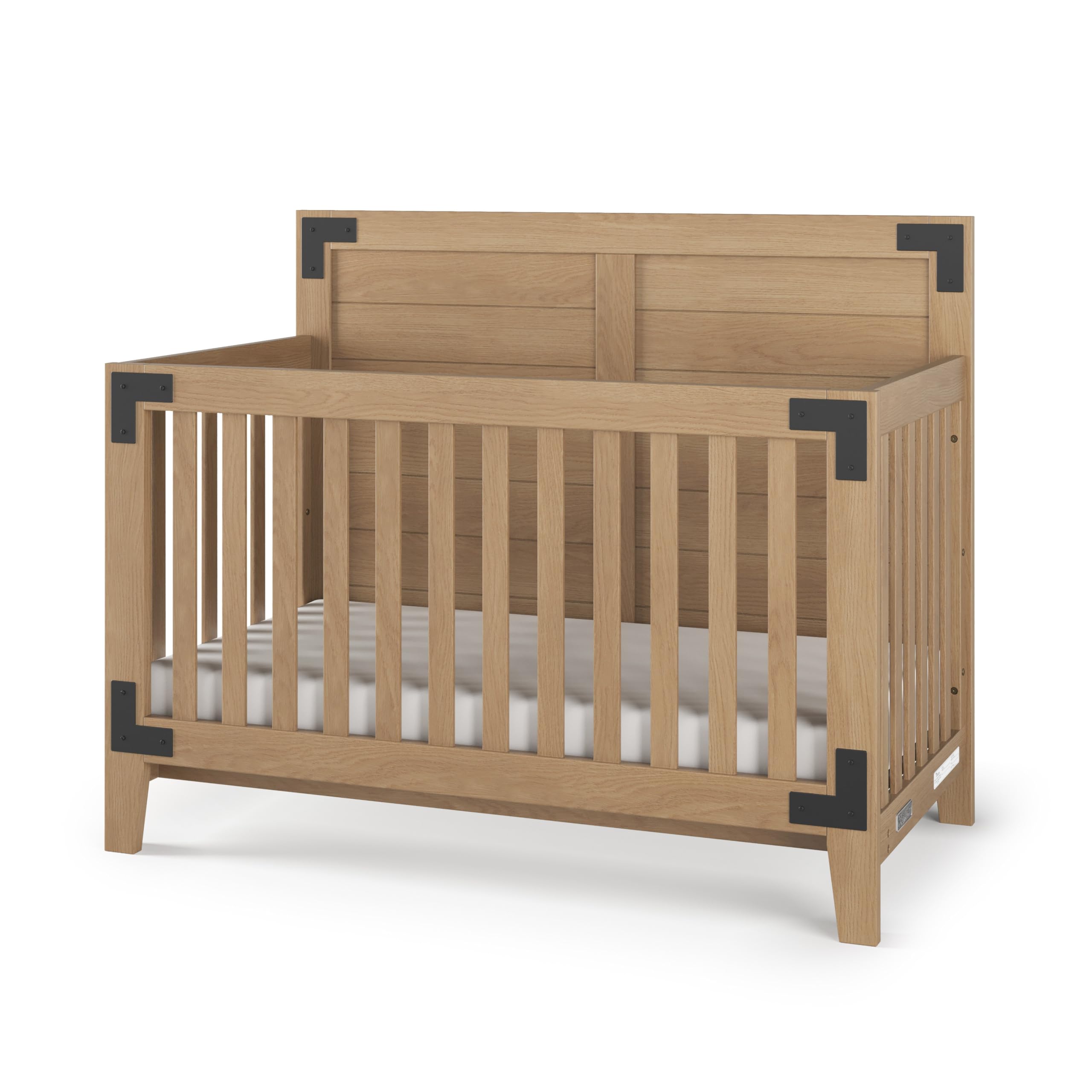 Child Craft Lucas Design 4-in-1 Convertible Baby Crib Nursery Furniture Set - Baby Bed, Toddler Bed and Full Size Bed, 3 Adjustable Mattress Positions, Real Wood, Baby Safe Finish (Nutmeg)