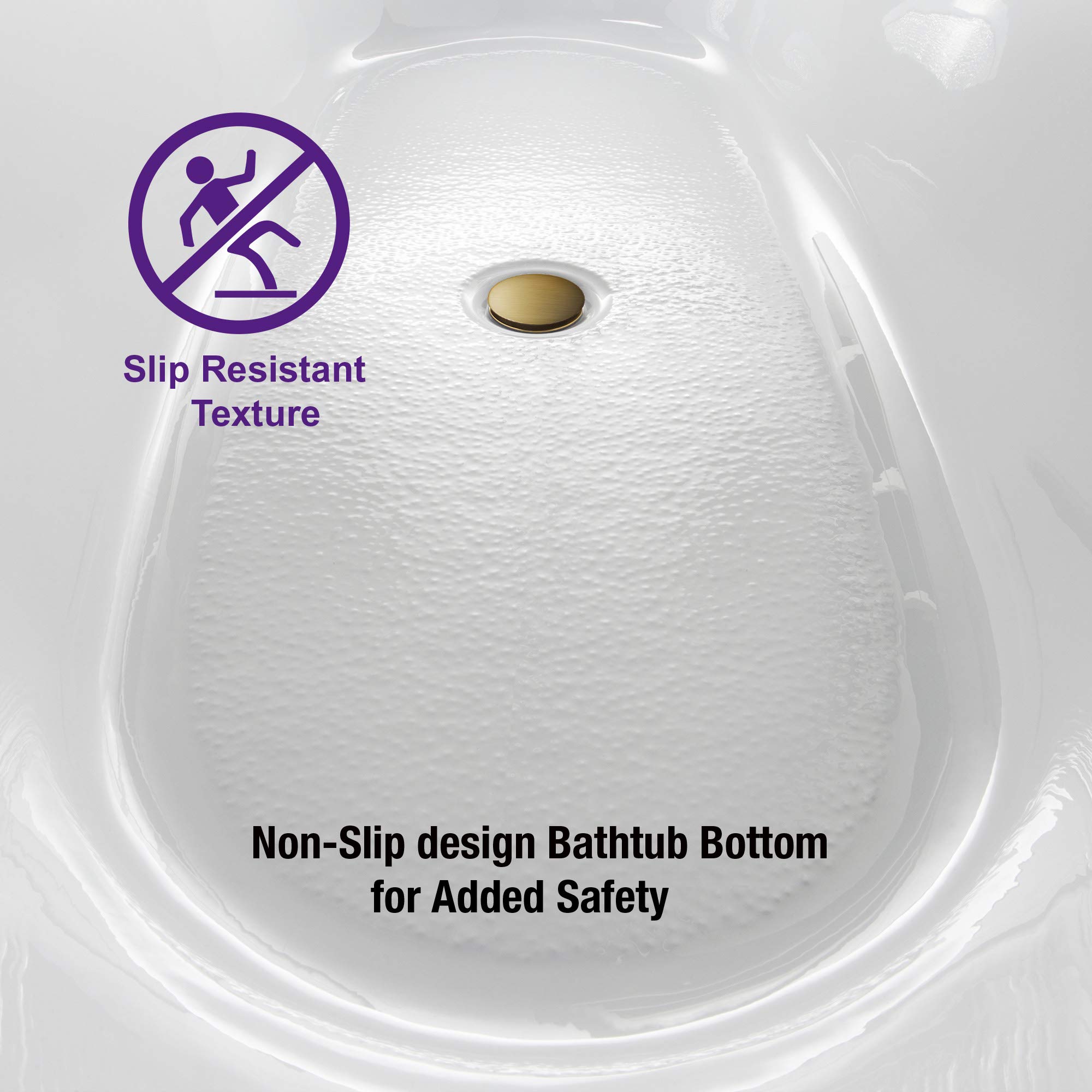 WOODBRIDGE 67" Acrylic Freestanding Bathtub Contemporary Soaking Tub, White Acrylic(Brushed Gold Drain/Overflow),BTA1528-BG