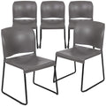Flash Furniture Hercules Series Contoured Stacking Chairs for Waiting Rooms and Offices, Ergonomic Lobby Chairs with Curved Back, Set of 5, Gray