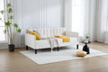 GDFStudio Twin Size Upholstered Daybed, Futon Sofa Bed Ribbed Tufted Backrest Lavish Modern Design, Couch Bed Frame for Bedroom Living Room Guest Room Apartment,Beige Velvet