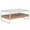 SAFAVIEH Home Collection - Aurelian White Faux Marble Rectangular Coffee Table with Lower Wood Shelf, Modern Design (COF7016A)