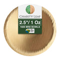 Charity Leaf Disposable Palm Leaf 2.5" Round Mini Bowl (1600 pcs) Dipping Bowls | Bamboo Like| All Natural and Biodegradable | Charcuterie Boards, BBQs, and Parties