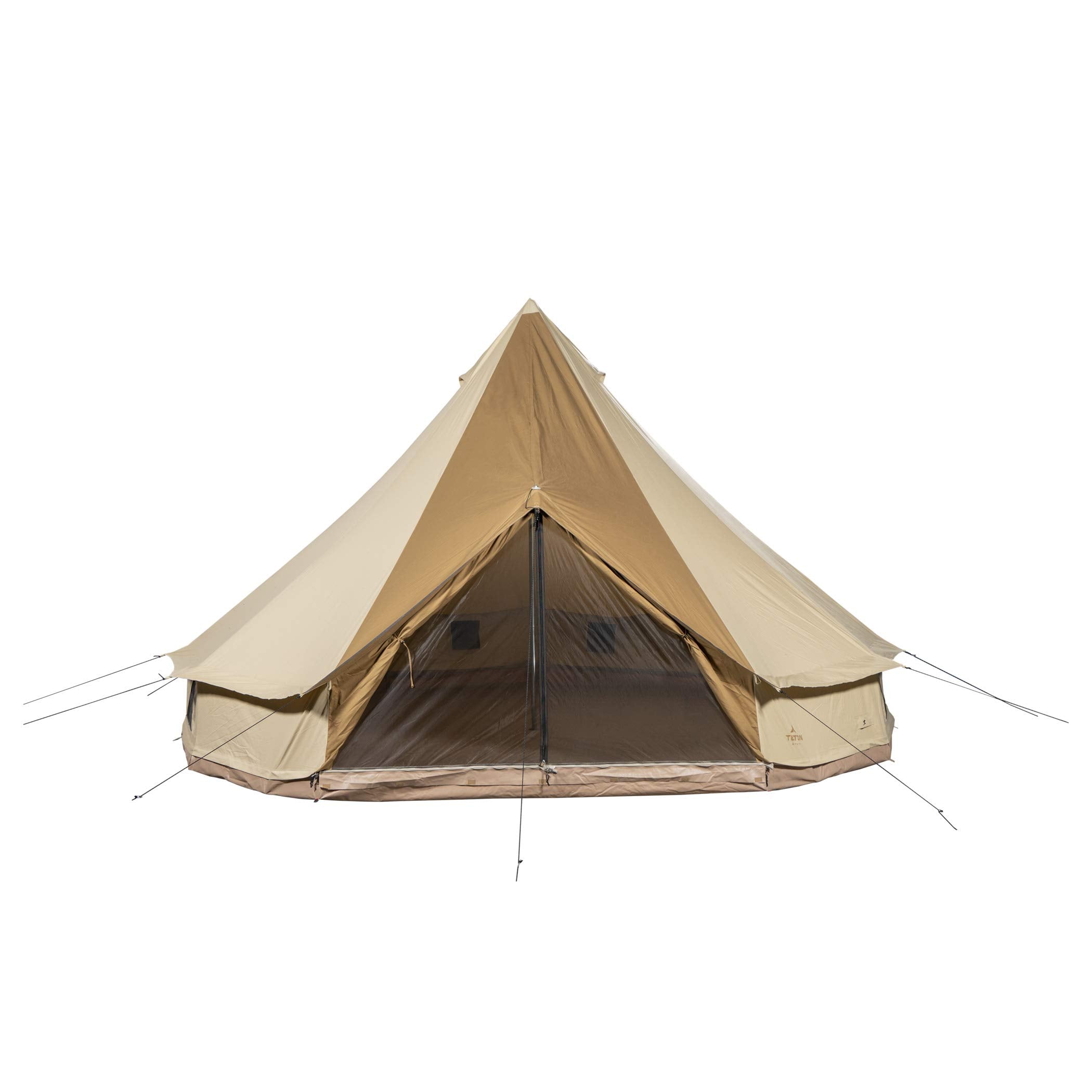 Teton Sierra 12 Canvas Bell Tent; Waterproof 12 Person Family Camping Tent, Brown