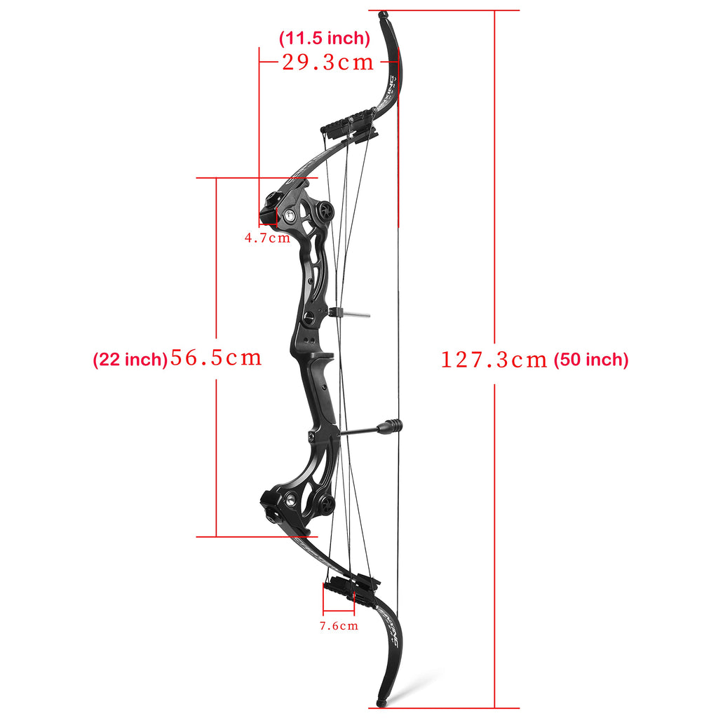 ZSHJGJR Recurve Bow American Hunting Bow 320FPS Draw Weight 40-55lbs Adjustable Compound Bow Right Hand for Archery Hunting Fishing Shooting (Black Bow Only)