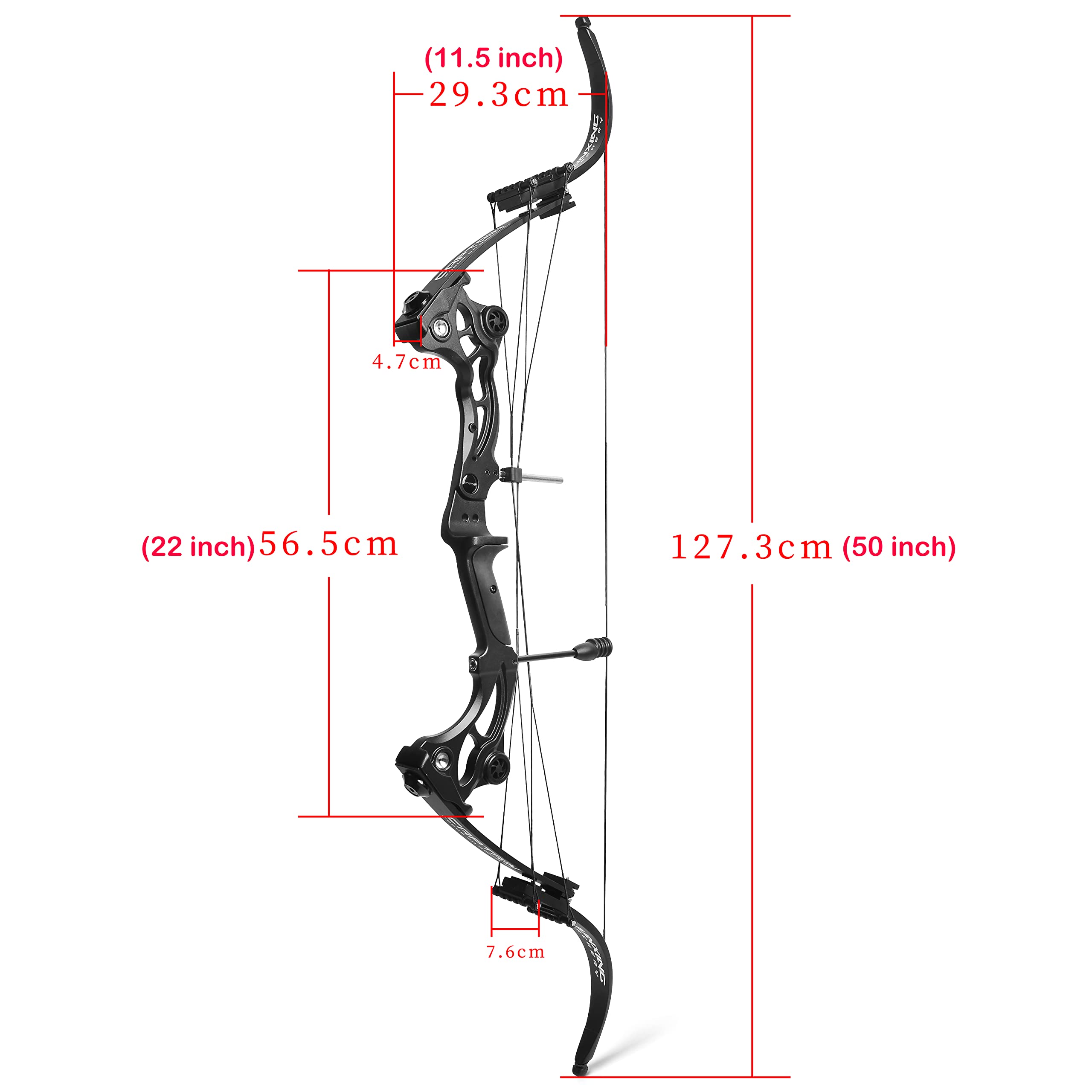 ZSHJGJR Recurve Bow American Hunting Bow 320FPS Draw Weight 40-55lbs Adjustable Compound Bow Right Hand for Archery Hunting Fishing Shooting (Black Bow Only)