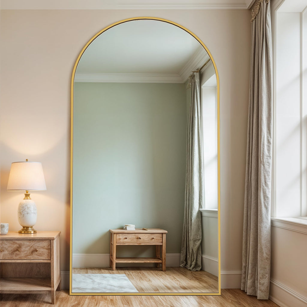 Novlux Full Length Mirror, 81" x 41" Arched Full Body Mirror Large Standing Floor Mirrors, Mirrors for Bedroom, Bathroom, Living Room Standing or Wall Leaning, Gold