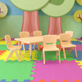 BizChair 24" W x 48" L Rectangular Natural Plastic Height Adjustable Activity Table Set with 6 Chairs