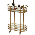 Touch of Class Stylish Contemporary Delta Mirrored Rolling Serving Cart Locking Casters Gold