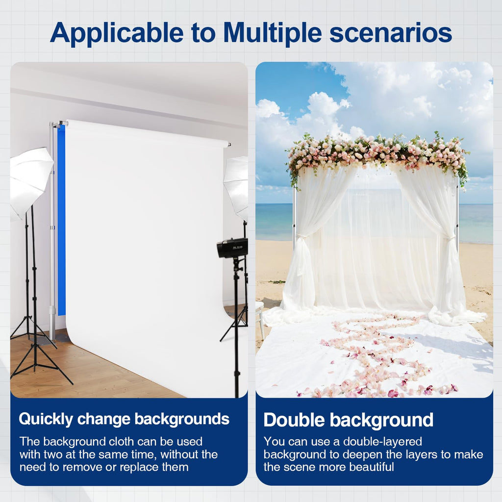 EMART 10x10 ft Double Crossbar Heavy Duty Backdrop Stand, Adjustable Pipe and Drape Photo Booth Frame for Wedding, Party, Christmas, Birthday Decorations