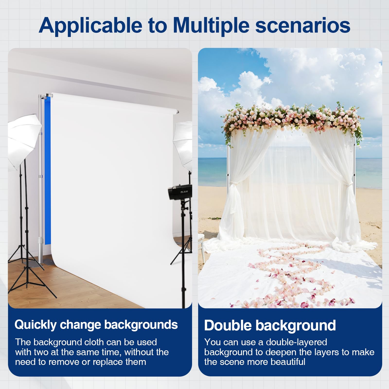 EMART 10x10 ft Double Crossbar Heavy Duty Backdrop Stand, Adjustable Pipe and Drape Photo Booth Frame for Wedding, Party, Christmas, Birthday Decorations