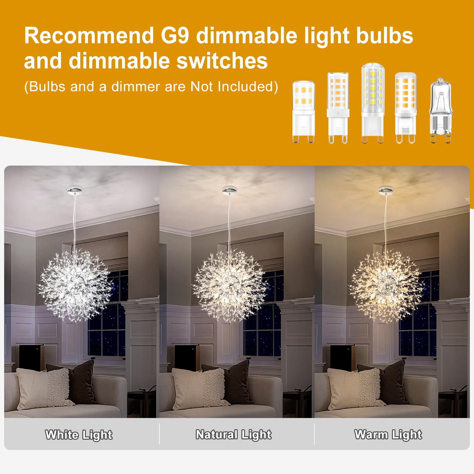 Yiisem Dandelion Crystal Chandeliers, 16-Light Chrome Modern Round Firework Pendant Lighting, Hanging Chandelier Light Fixtures for Dining Room Bedroom Living Room Kitchen Aisle Girls Room