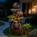 Bumilgar 38.4" H Garden Water Fountain, 3-Tier Cascading Water Features with LED Light, Faux Terracotta Jar Design for Patio, Backyard, Deck, Porch, and Home Art Décor, Brown
