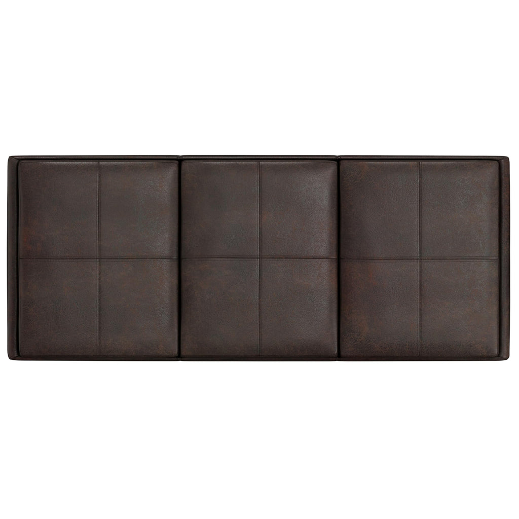 SIMPLIHOME Avalon Storage Ottoman - 42 inch Wide Upholstered Vegan Leather Rectangular Flip-Top Ottoman in Distressed Brown, Contemporary Coffee Table Ottoman for Living Room with Hidden Storage