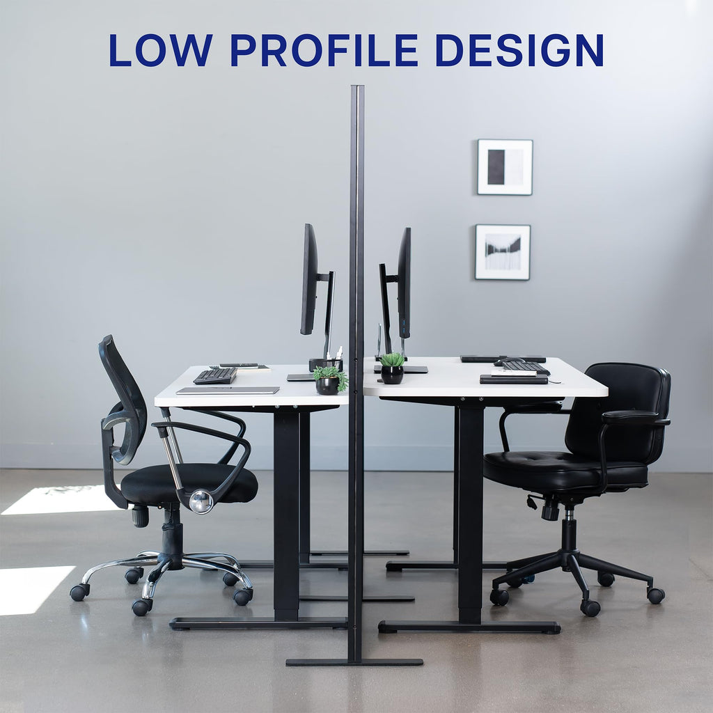 VIVO Modular Wall System, 2 PET Panels, Modern Professional Office Cubicle Dividers, Freestanding Privacy-Screen, 66 inches High, Light Gray, Black Frame, PP-MWS63B