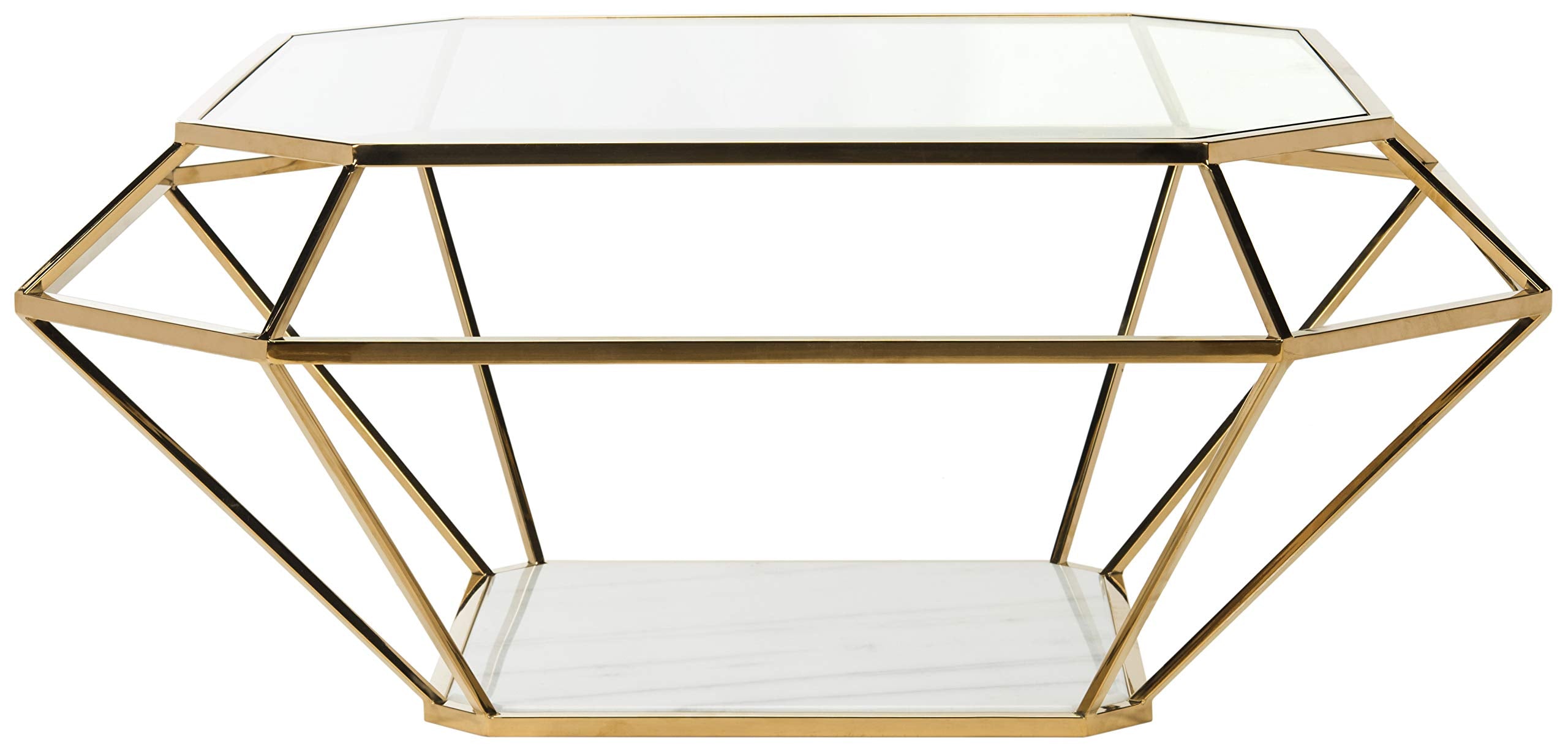 SAFAVIEH Couture Home Collection Abena Gold and White Marble Geometric Coffee Table