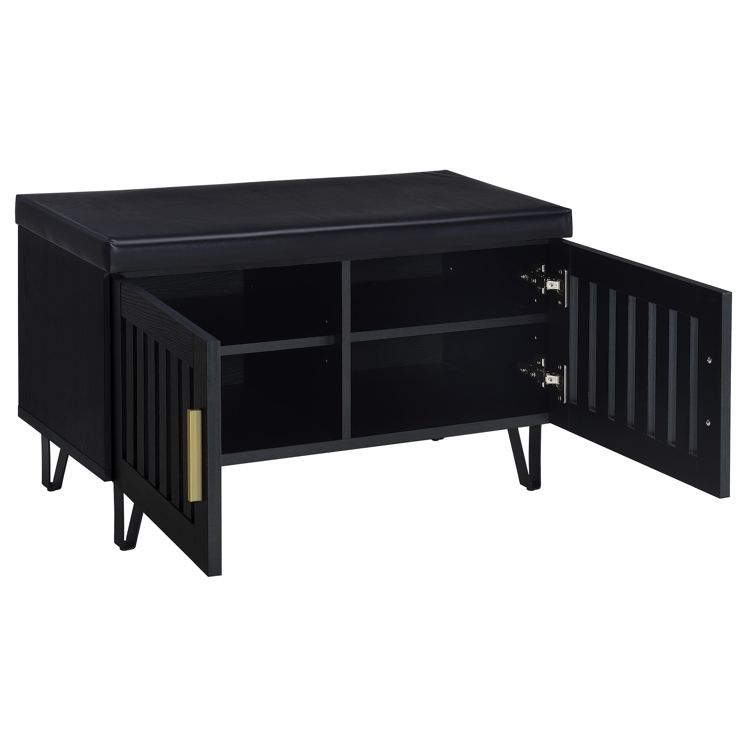 Coaster Home Furnishings Brixton 2-Door Padded Entryway Shoe Storage Bench Black