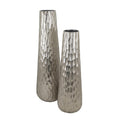 Handcrafted Aluminum Vases - 23" - Silver - Set of 2