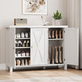 GarveeHome Farmhouse Shoe Cabinet for Entryway with 3 Barn Doors & Wood Legs, 7-Tier Shoe Storage Cabinet with 2 Adjustable Shelves, Tall Shoe Rack Organizer for Closet, Hallway, White