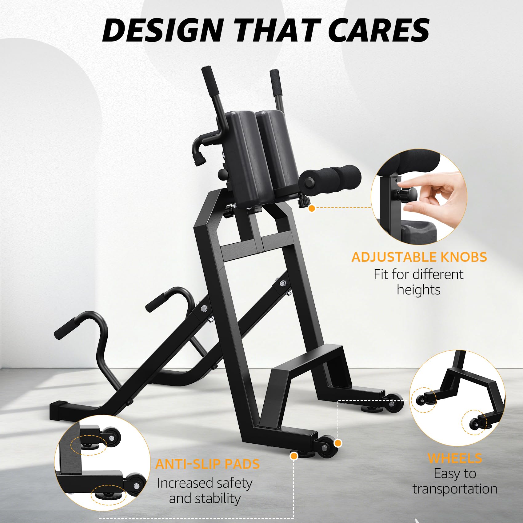 Heavy-Duty Inversion Equipment Roman Chair for Back Hyperextension and Core Strength Training, 350 lbs Capacity Decompression Bench for Home Gym