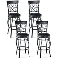 COSTWAY Bar Stools Set of 4, 360 Degree Swivel, 30" Bar Height Bar stools, with Leather Padded Seat Bistro Metal Vintage Chairs with Back for Kitchen Island, Pub (Set of 4)
