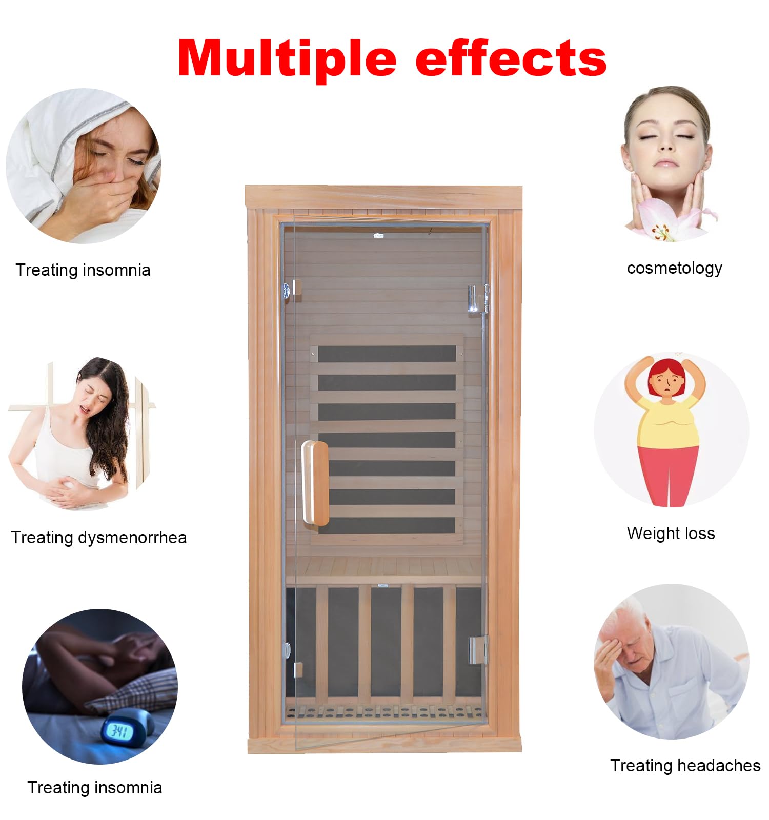 Kang Share Dynamic Home Infrared Sauna Room 1 to 2 Person Wooden Canadian Hemlock 1260W Graphene Carbon Plate Heater Indoor Saunas