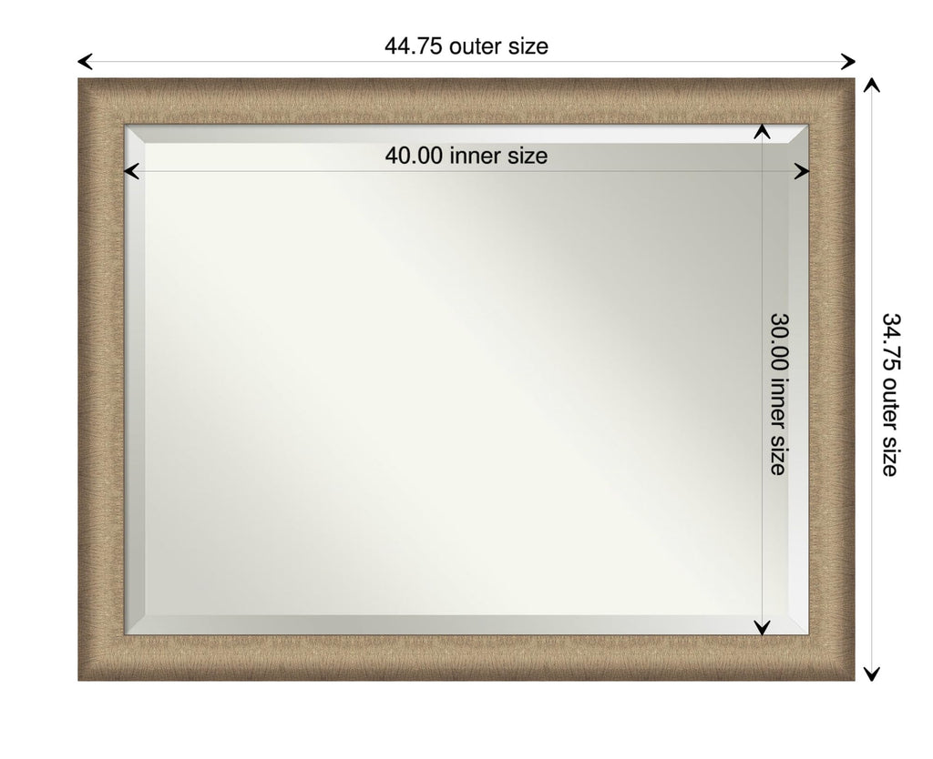 Amanti Art Bronze Wall Mirror 35x45 Elegant Brushed Bronze Rectangle Bathroom Mirror for Wall Decor Living Room, X-Large Casual Frame, Hangs Horizonally and Vertically, Bathroom Decor, Beveled Edge