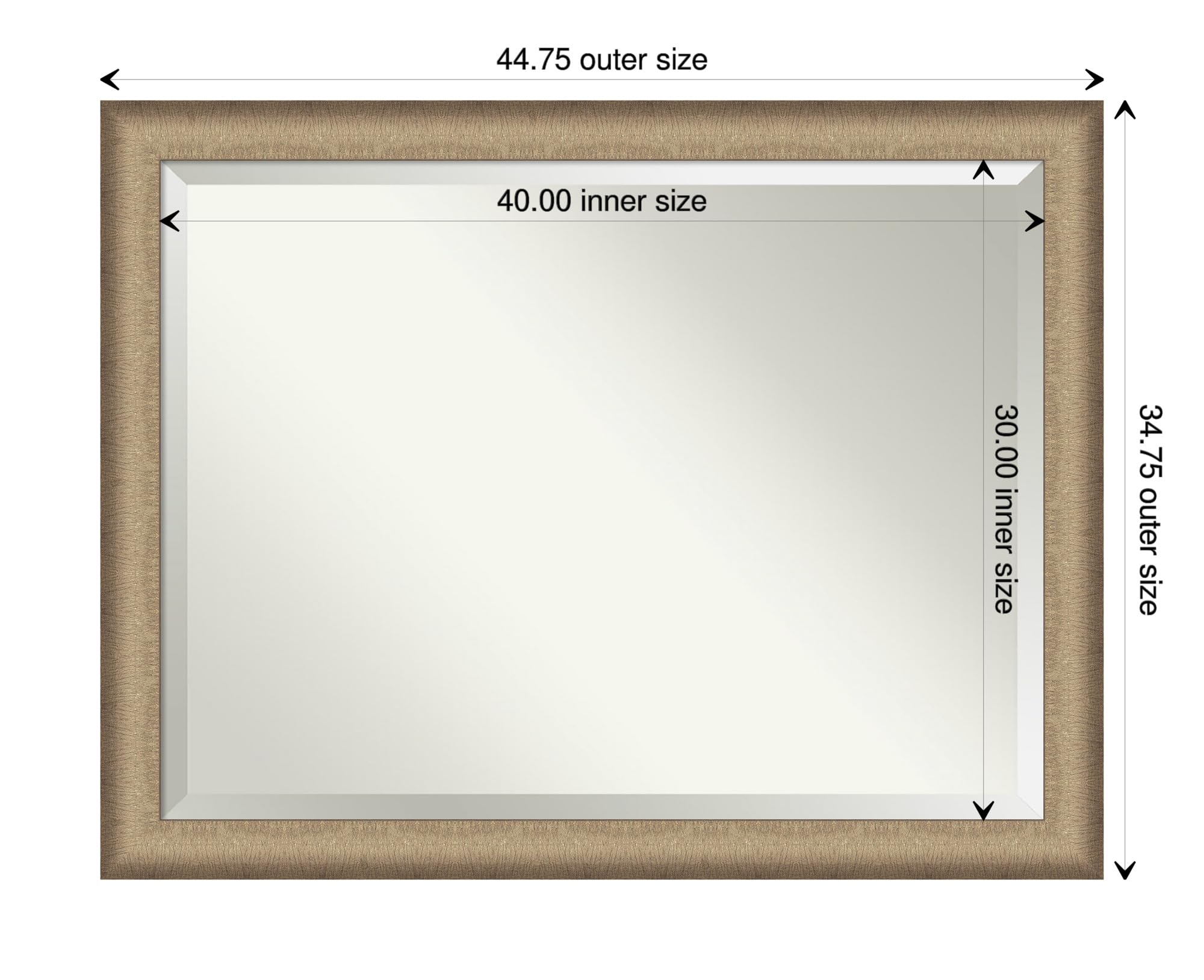 Amanti Art Bronze Wall Mirror 35x45 Elegant Brushed Bronze Rectangle Bathroom Mirror for Wall Decor Living Room, X-Large Casual Frame, Hangs Horizonally and Vertically, Bathroom Decor, Beveled Edge