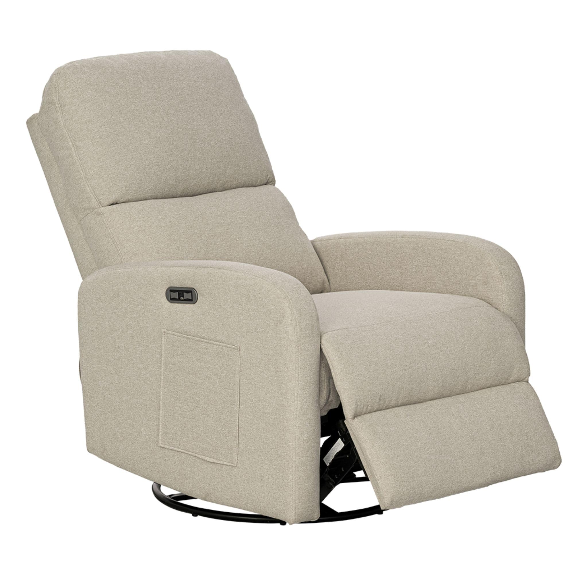 Ink+Ivy Recliner & Rocking Chair: Glider Recliner Nursery Chair for Living Room & Bedroom, Swivel Rocker Recliner with Side Pockets, Comfy Chair for Small Spaces, Beige
