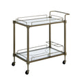 Acme Aditya Contemporary Metal Serving Cart in Mirrored and Antique Brass