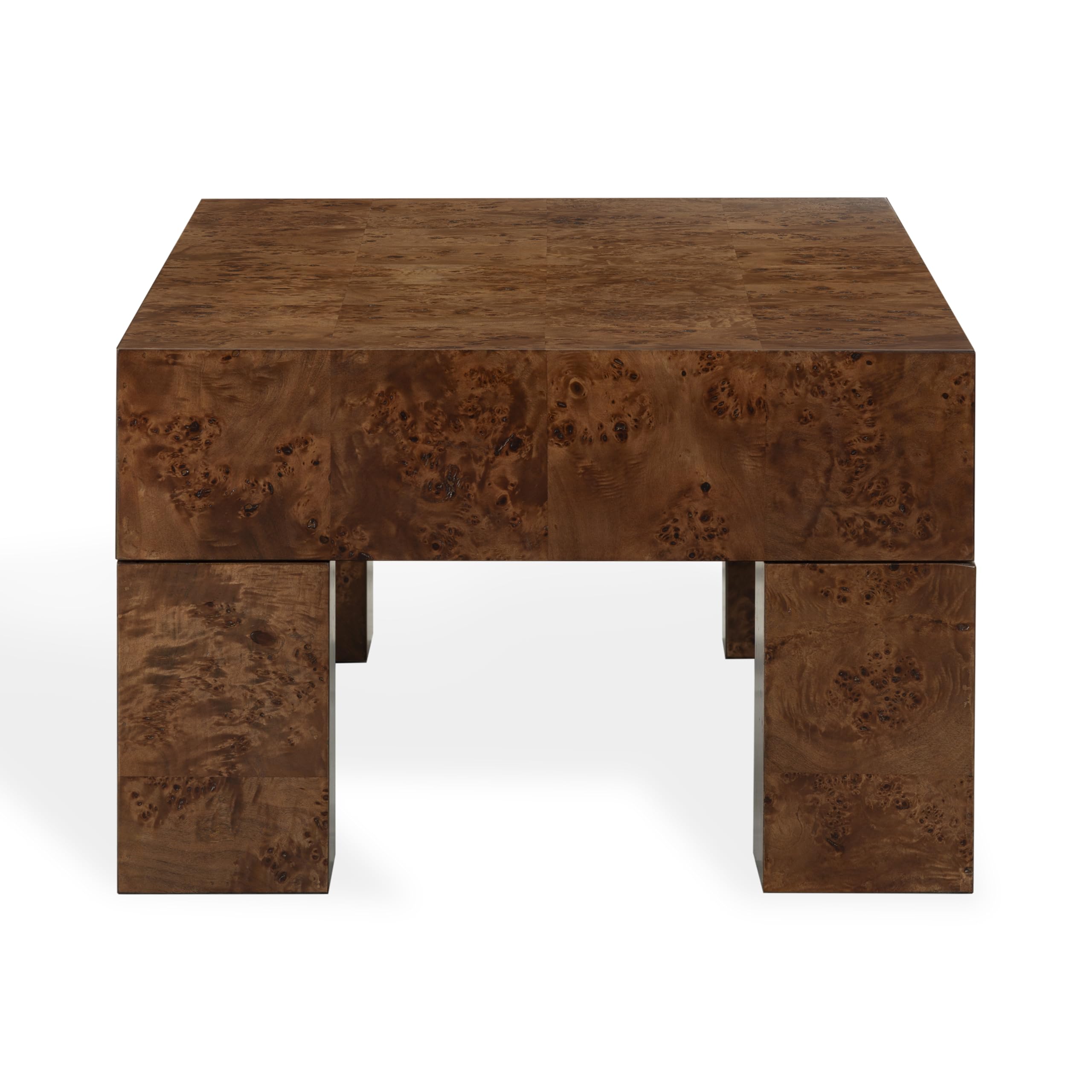 SAFAVIEH Couture Collection – Betharose Walnut Burl Wood Coffee Table, Modern Rectangular Living Room Centerpiece (SFV2220A)