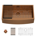 Lordear 36 inch Farmhouse Kitchen Sink Undermount Sink Matte Bronze 16 Gauge Stainless Steel Deep Single Bowl Burshed Rose Gold Farm Sink With Accessories