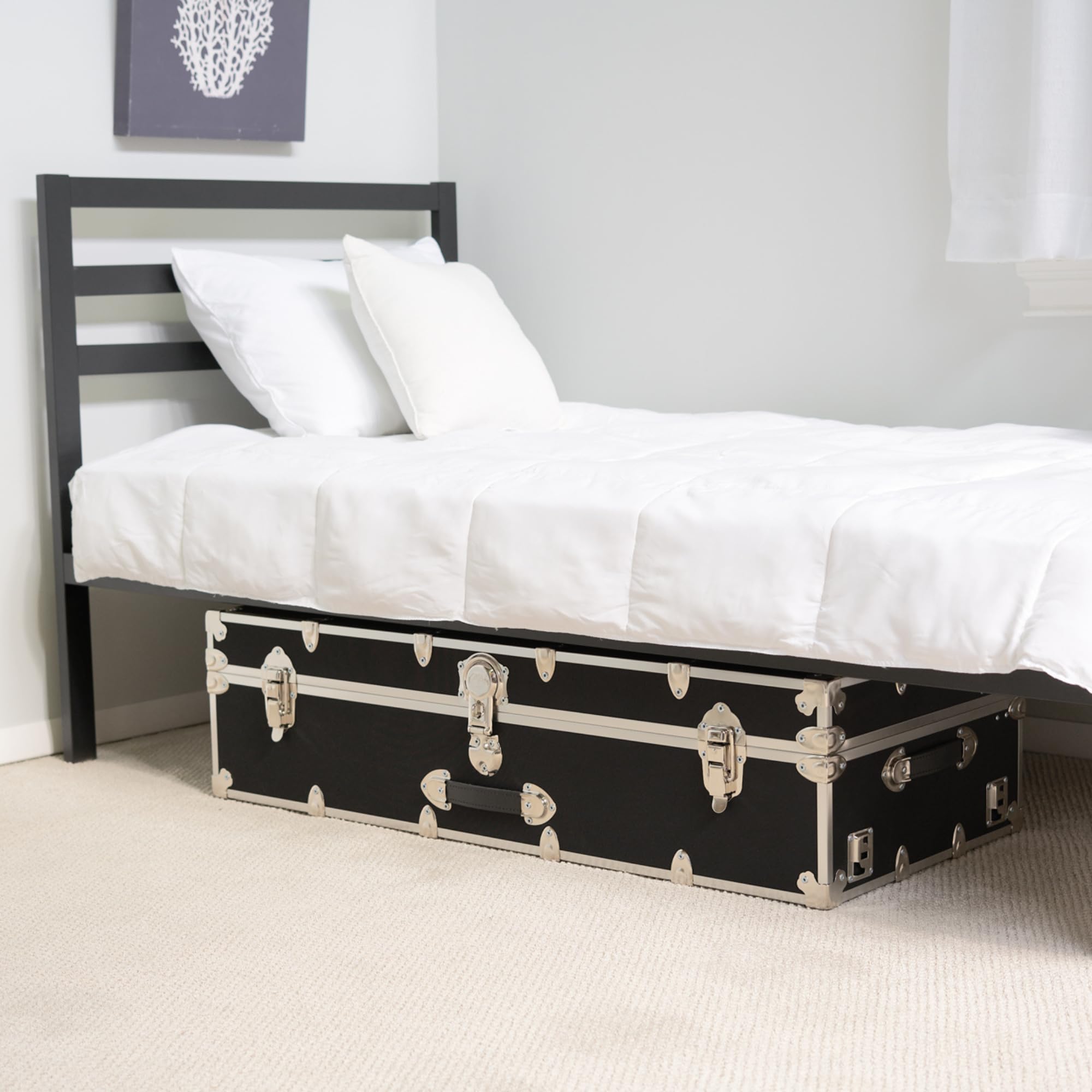 Rhino Trunk & Case Aromatic Cedar Trundle Trunk with Wheels - 44”x20”x12” Home Storage Chest Trunk - USA Made Secure Under Bed Footlocker for Clothes, Blankets & Pillows - Underbed Shoe Storage Box