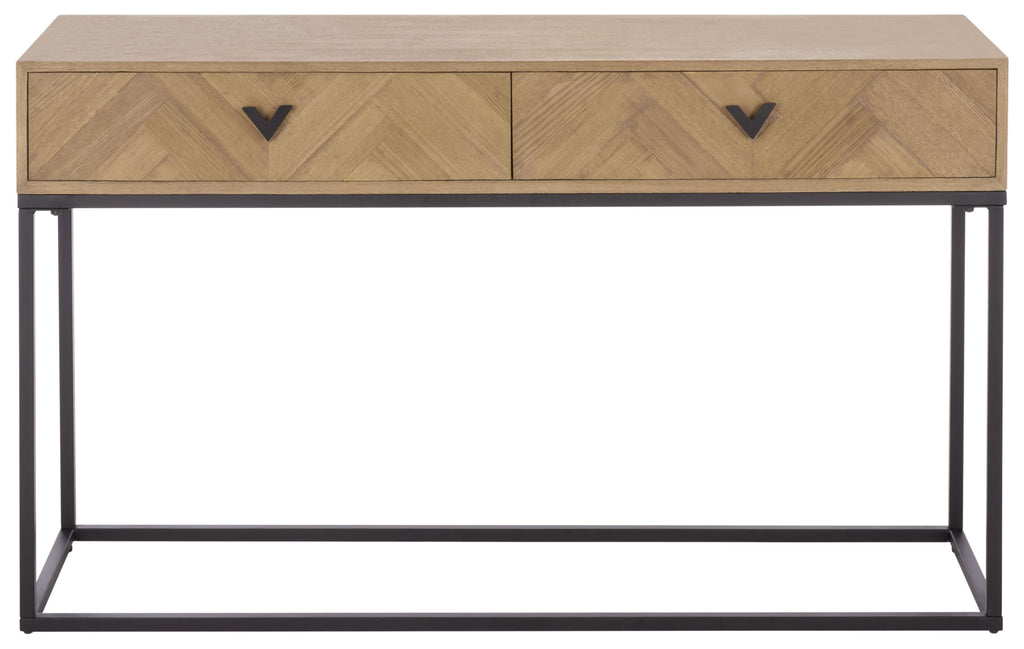 SAFAVIEH Couture Collection - Sherriandra Natural & Black Metal Console Table with 2 Drawers, Modern Accent (SFV3010A)