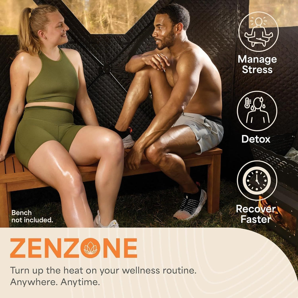 Lifepro ZenZone Outdoor Sauna Tent – Portable Wood Burning with Stove – 4 Person Steam & Dry Sauna for Camping, Backyard, Home Gym – Heavy Duty Oxford Cloth & Carbon Steel Stove