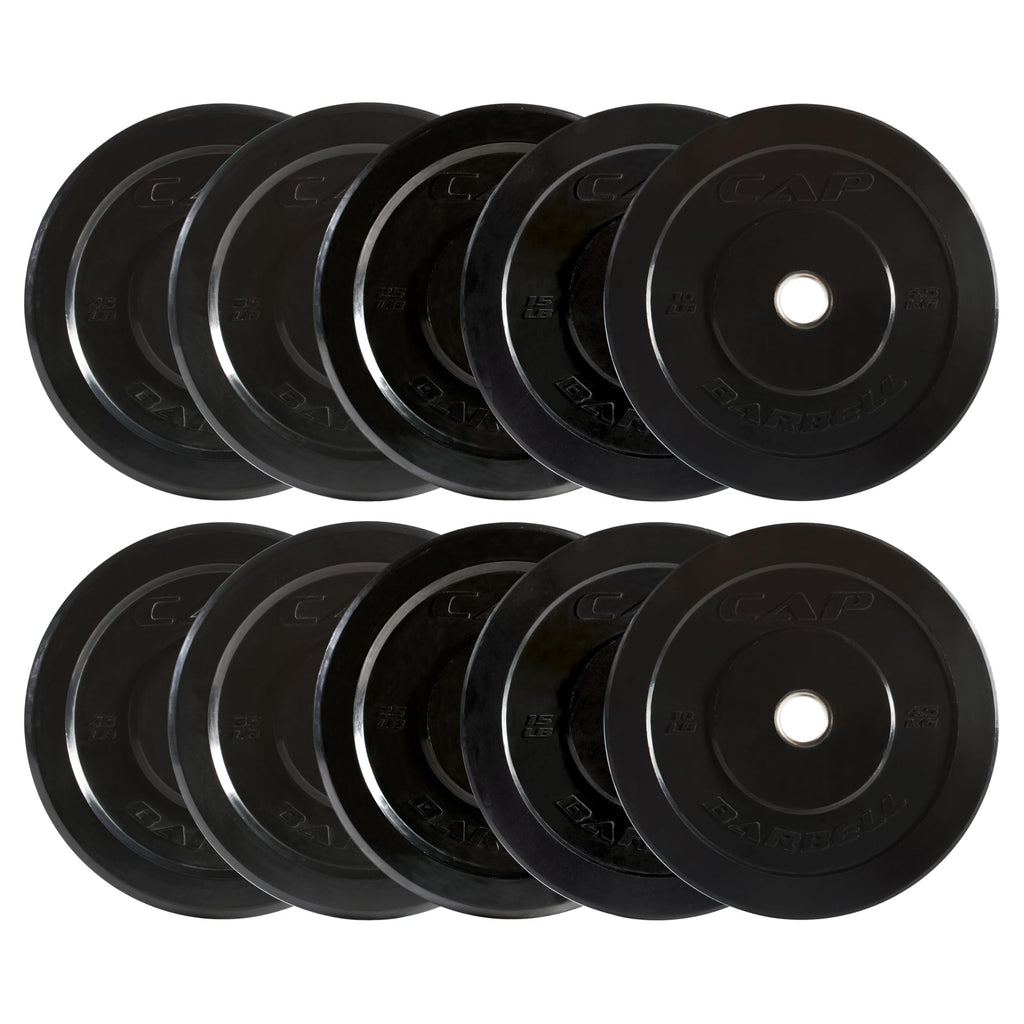 CAP Barbell 260 lb Elite Olympic Bumper Plate Set, Black