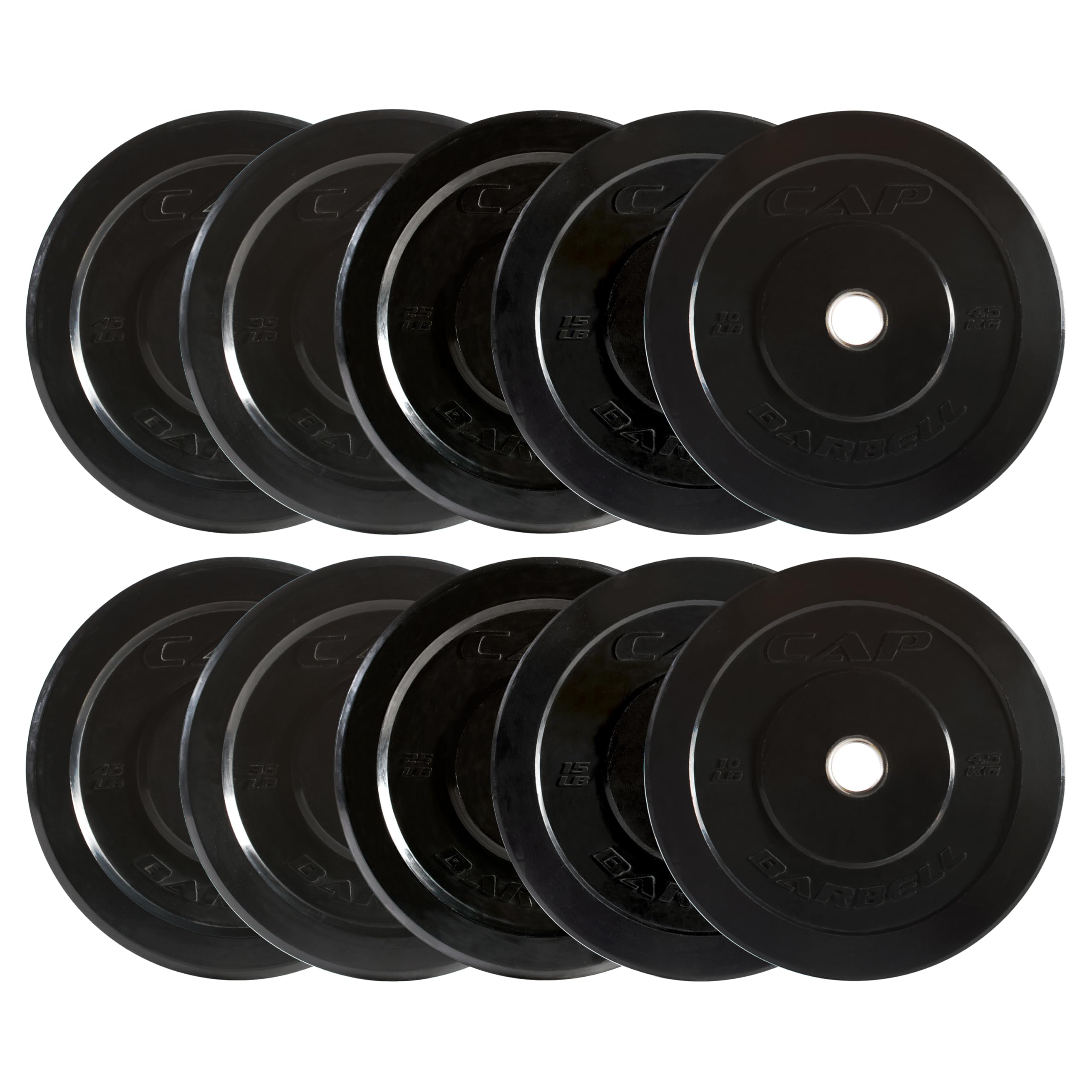 CAP Barbell 260 lb Elite Olympic Bumper Plate Set, Black