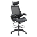 BOLISS Tall Ergonomic Office Chair, Sustainable Tech-Leather Drafting Chair with Adjustable Foot Ring, 90° Flip-Up Arms Space Saving Mesh Computer Desk Chair for Standing Desk Executive Work 8+ Hours