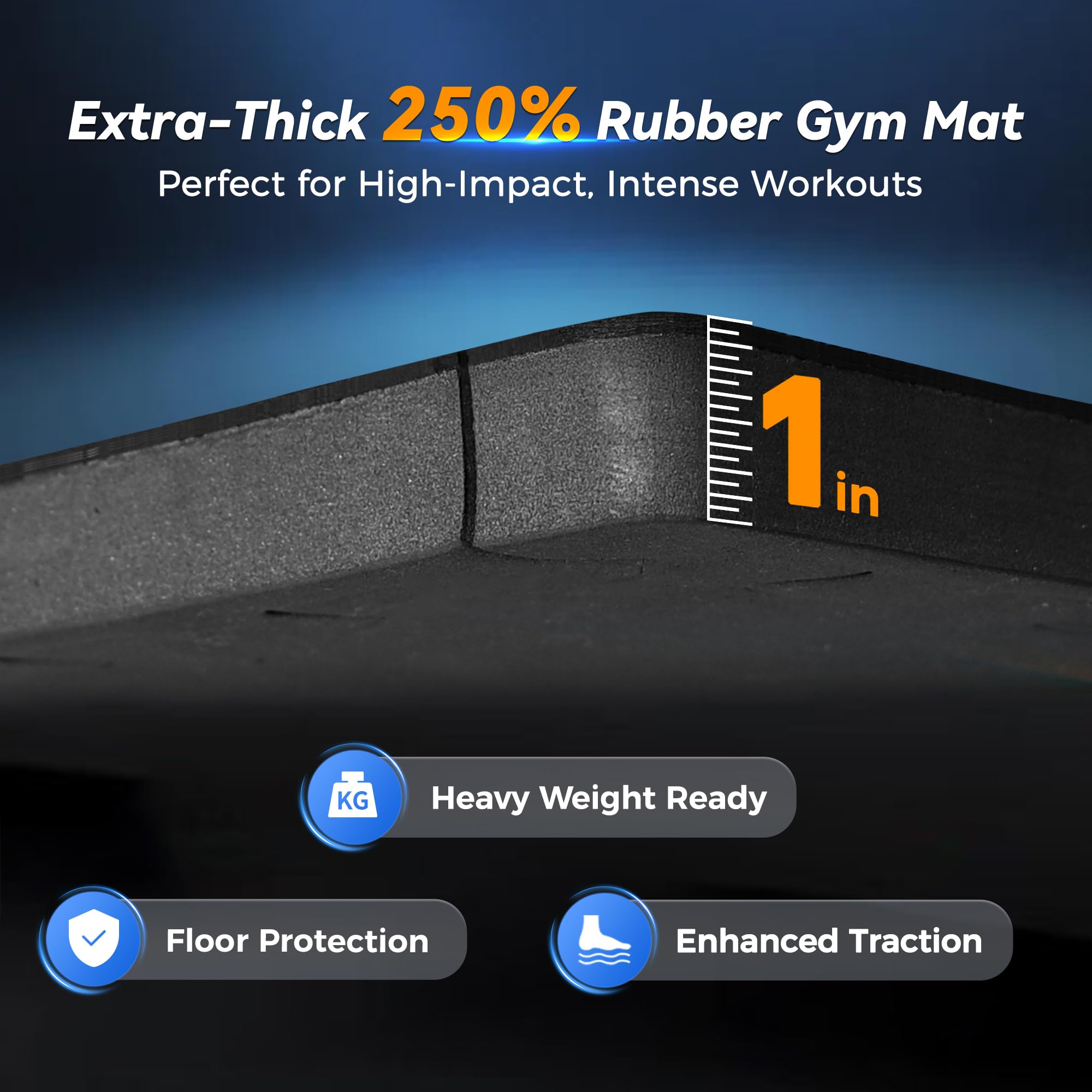 SUPERJARE 1" Extra-Thick Rubber Top Exercise Mat, Puzzle Gym Flooring for Home Gym, Gym Mat for Workout Equipment, Interlocking Floor Tiles with EVA Foam, 36 Pcs 144 Sq Ft, Black/Grey
