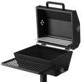 Stanbroil Park Style Charcoal Grill with Cover, Portable Park BBQ Grill Heavy Duty Porcelain Steel Cooking Grate, Folding Front Table, Stand Post for Backyard, RV Cooking, Camping, Tailgating