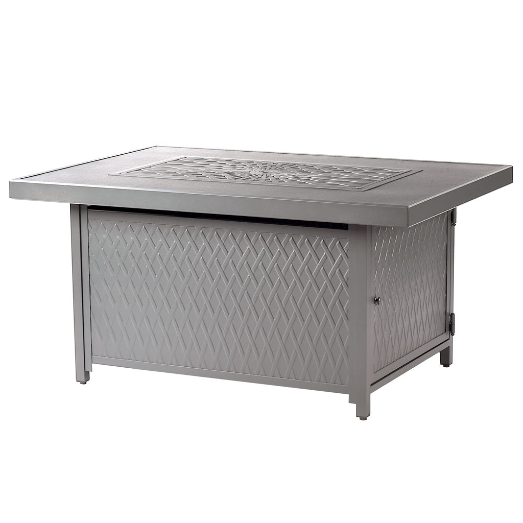 Oakland Living Rectangular 48 in. x 36 in. Aluminum Propane Fire Pit Table, Glass Beads, Two Covers, Lid, 57,000 BTUs in Grey Finish