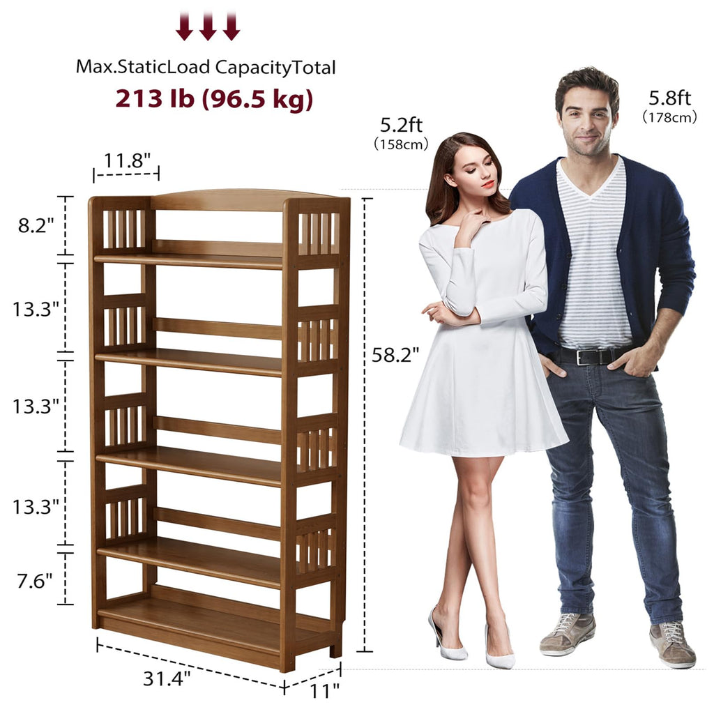 AnywaysWood 5-Tier Solid Wood Open Bookcase,Modern Display Bookshelf,Farmhouse Wide Etagere Bookcase, Freestanding Storage Cabinet for Study Room Office Living Room Flower Rack