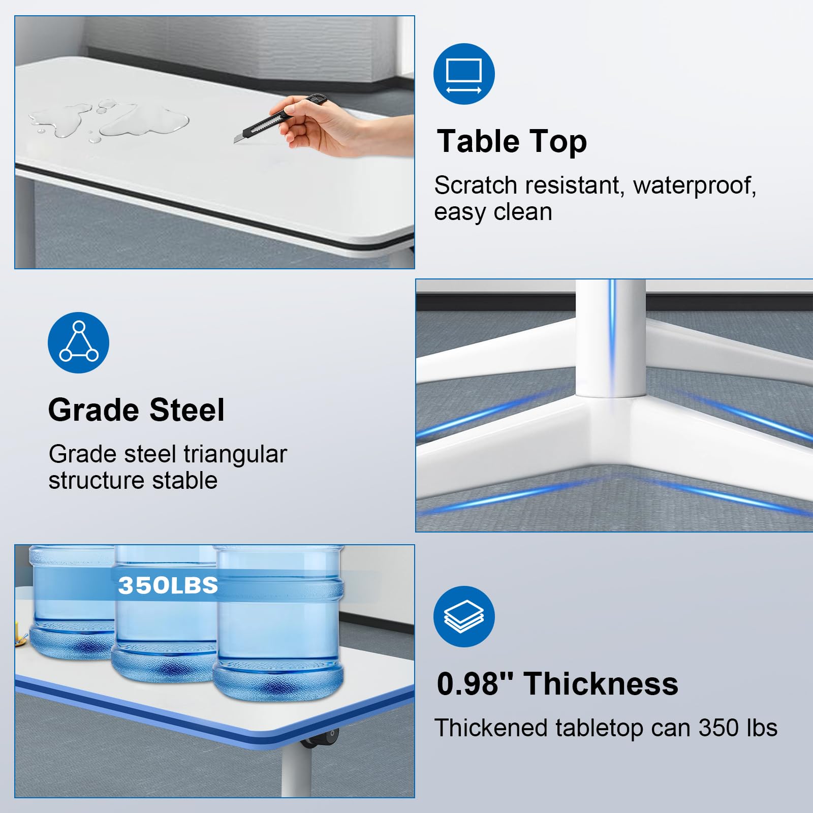 Modular Folding Conference Room Table with Wheels - 4 Pack Flip Top Mobile Training Table,Modern Meeting Tables 2-30 Person,White,55.1"x21.6"x29.5"
