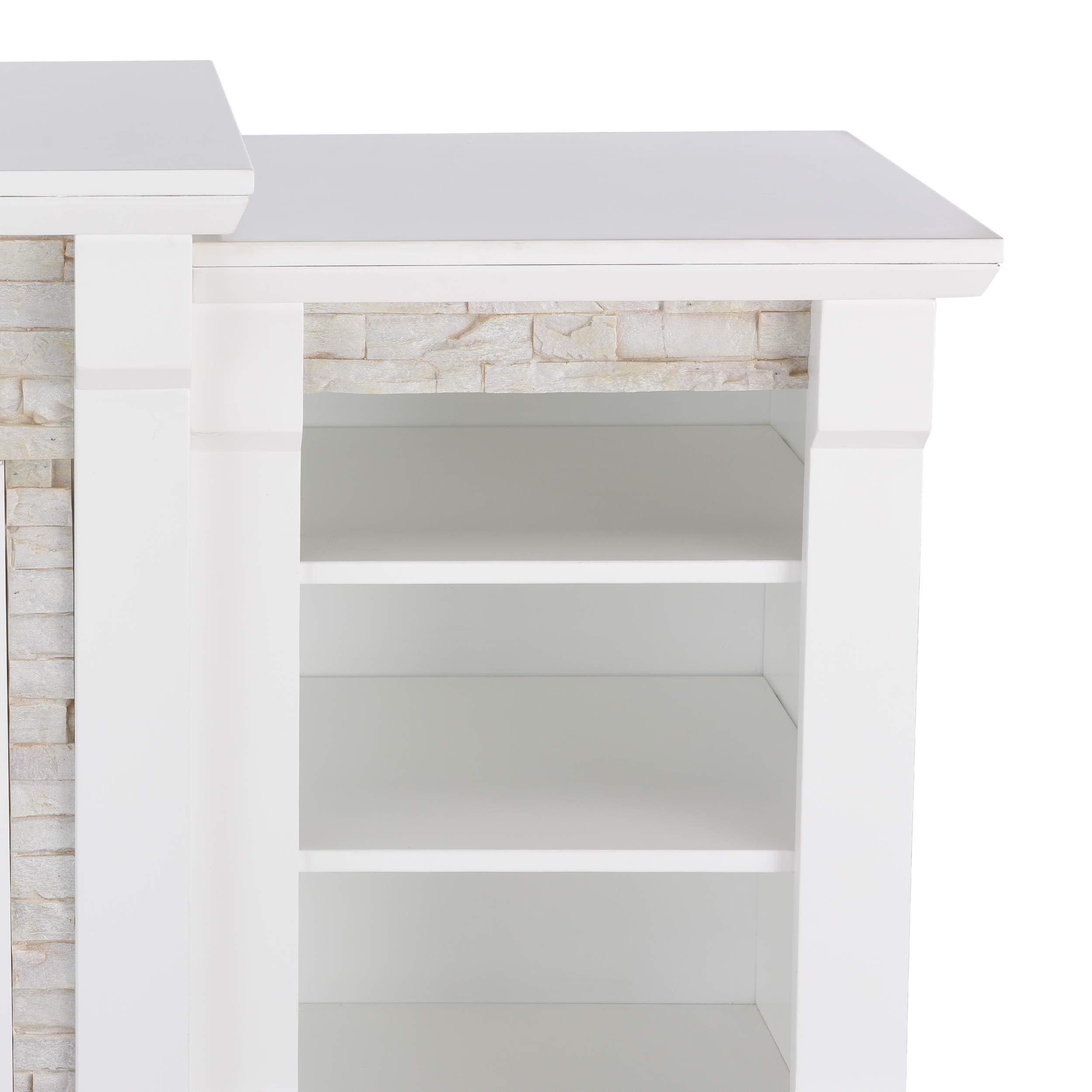 SEI Furniture Gallatin Faux Stone Electric Fireplace with Bookcases, New White