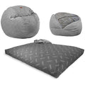 CordaRoy's Chenille Bean Bag Chair, Convertible Chair Folds from Bean Bag to Lounger, As Seen on Shark Tank, Charcoal - Full Size