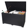 LANTRO JS 230 Gallon Deck Box Waterproof, Outdoor Storage Box Waterproof Lockable with Divider and Lifter Prevent Water Seeping into from Floor for Patio Cushions