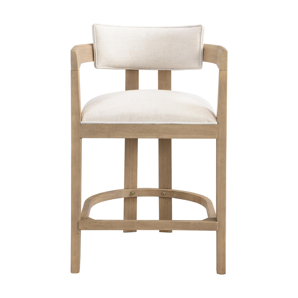 Christopher Knight Home Set of 2 Ryland Modern 26" Counter Height Bar Stools, Fabric Upholstered Counter Stools,Wooden Kitchen Island Armchair with Footrest, Round Backrest, Soft Seating,Beige+Natural