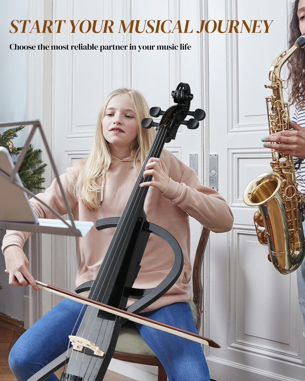 Ktaxon Electric Cello 4/4 Full Size Silent Cello with Portable Bag, Stereo Headphones, Premium Cable & Rosin, Professional Bow and Bridge for Adult Beginner(S Style)