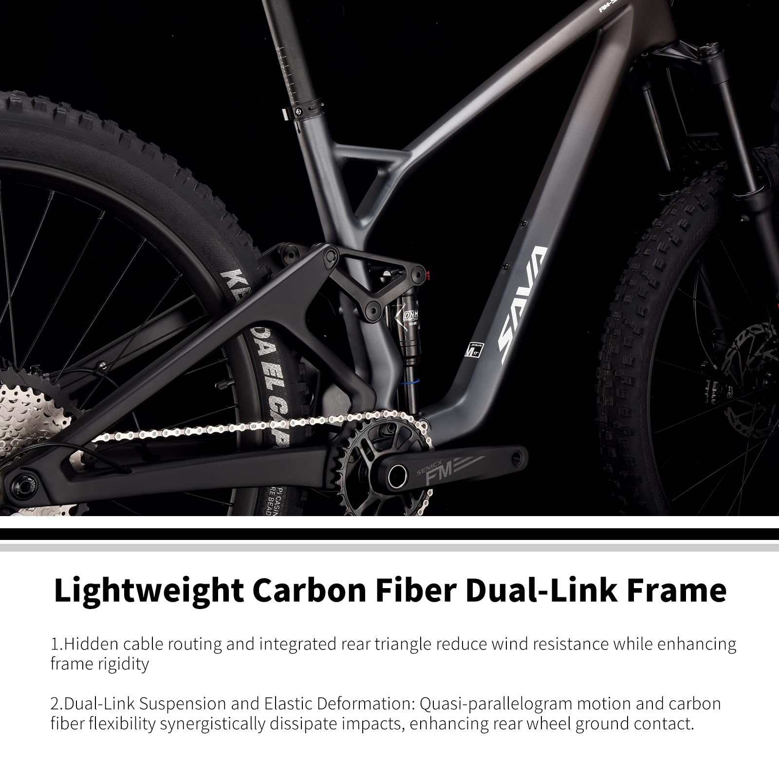 SAVADECK Carbon Fiber Soft Tail Mountain Bike All Terrain Suspension Off-Road Fox Front Fork and Adult Racing, Firepower Orange-M6100-12 Speed (Green, 29 * 19)