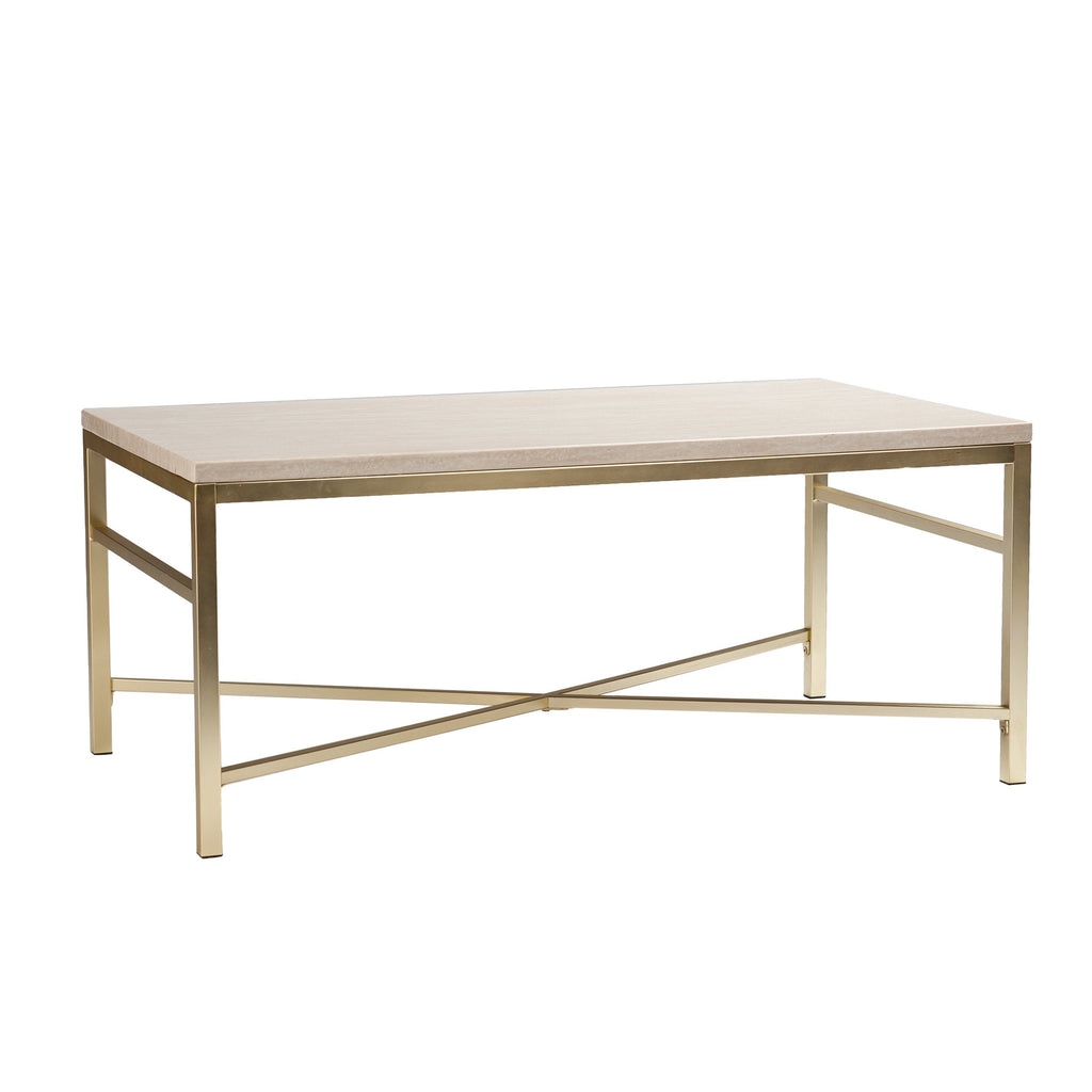 SEI Furniture - Orinda Faux Stone Cocktail Table - Travertine - Transitional Design, Finish - Ideal for Living Room, Family Room (CK3940)